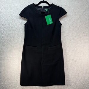 United Colors of Benetton Black Dress Wool Blend NWT Career Pockets Size‎ M